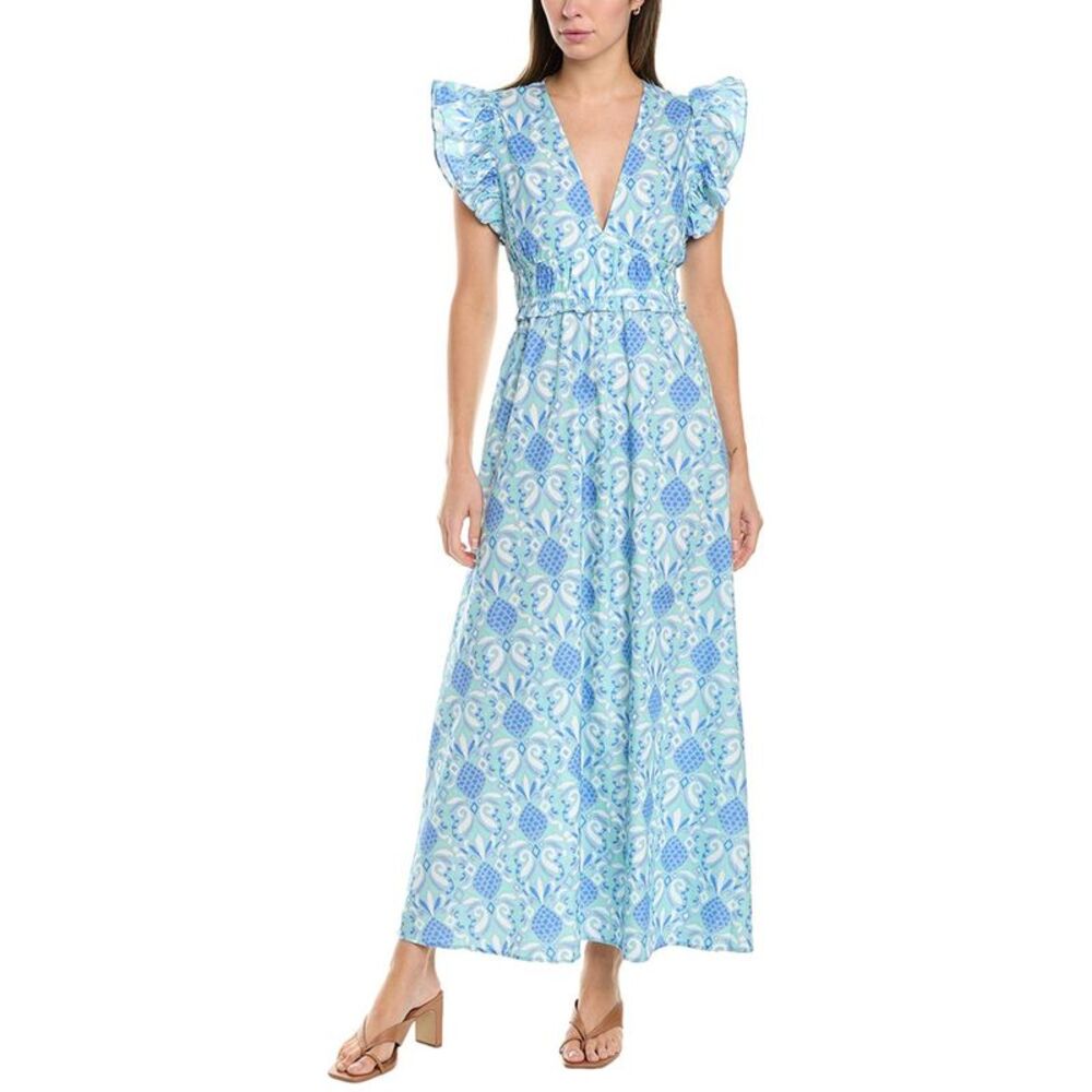 Sail to Sable Blue and White Paisley Maxi Dress